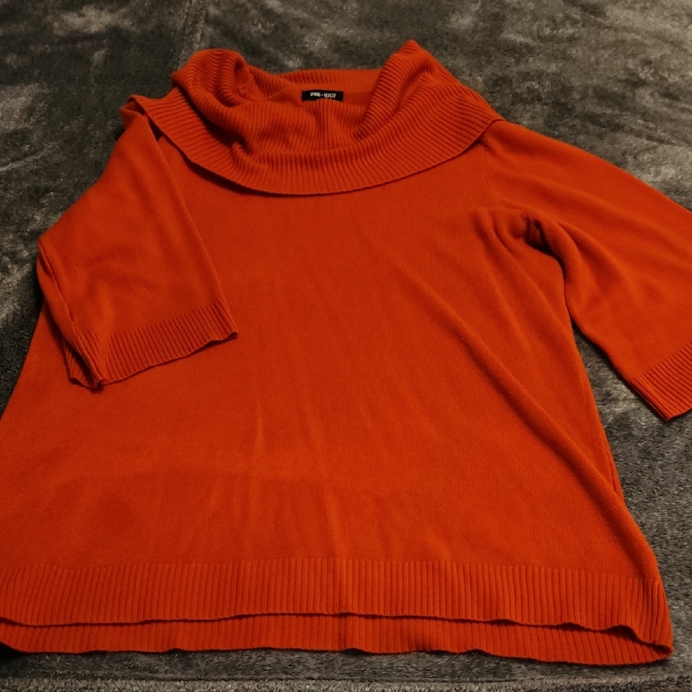 Women's Orange Cowl Neck Sweater